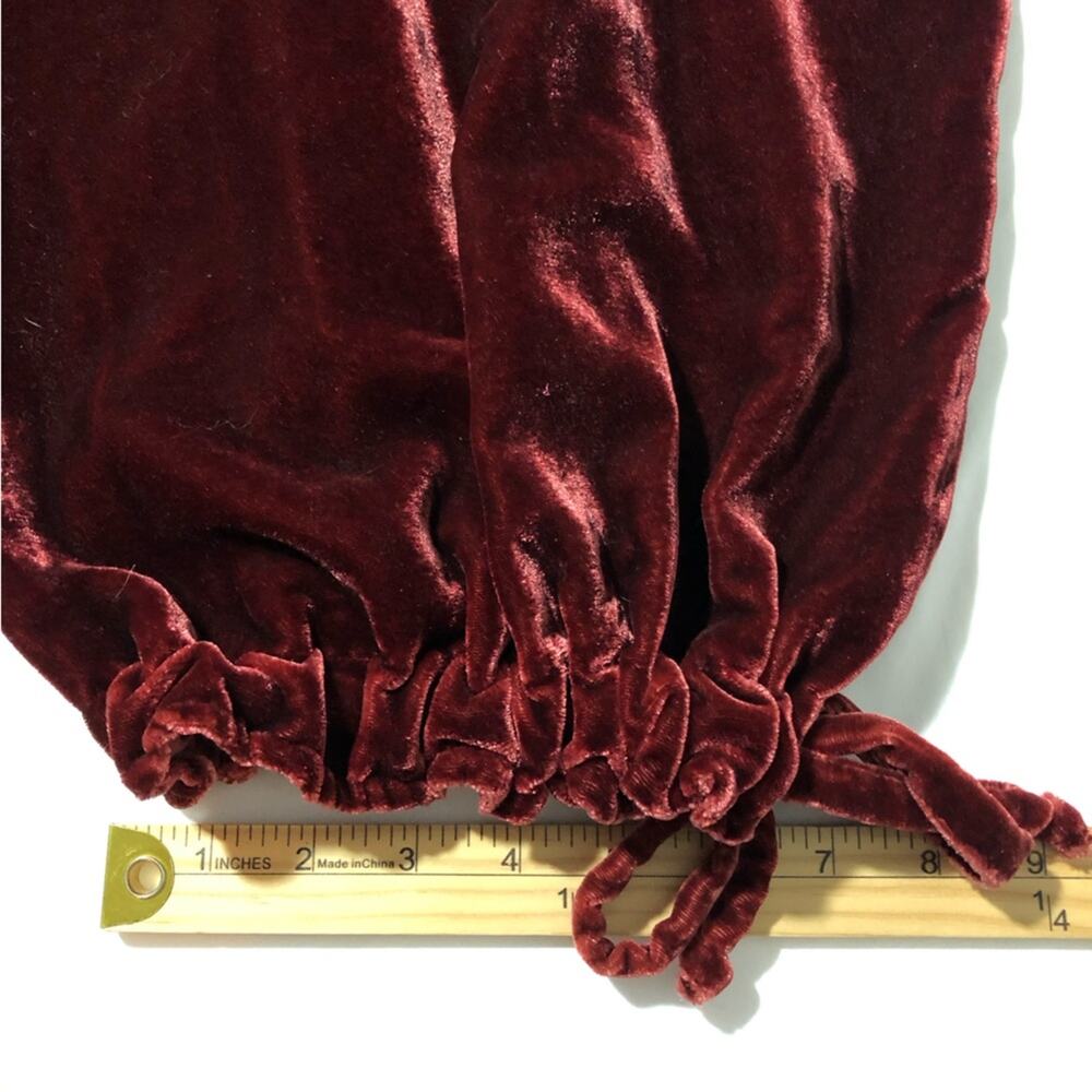 Free People Lotus Velvet garnet red pants balloon-style cinched tie ankles 27 - Picture 11 of 12